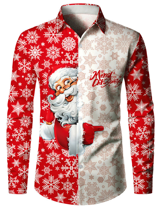 Chemise à manches longues pour hommes flocon de neige et Père Noël
