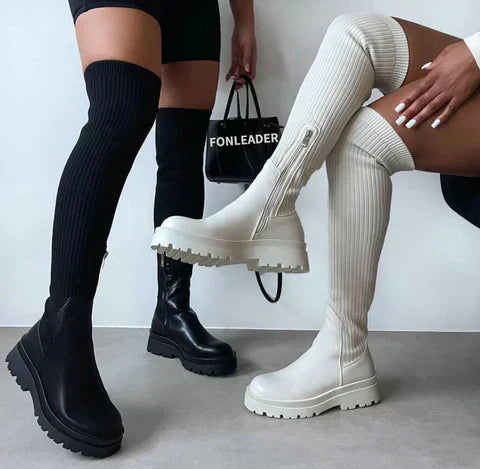 Anni  ♡ Bottes extensibles en tricot au dessus du genou