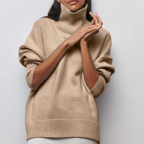 Julie | Pull col roulé oversize en coton