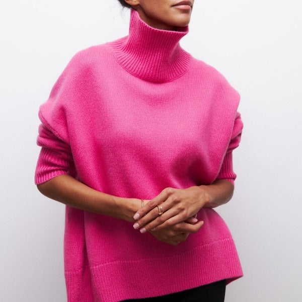 Julie | Pull col roulé oversize en coton