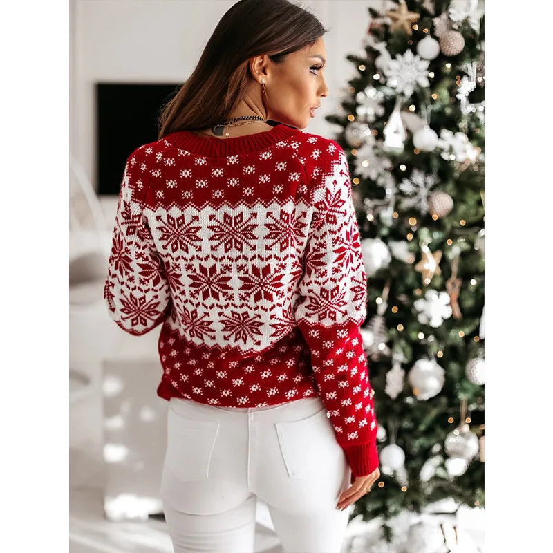 Joie des Flocons ♡  Pull festif en tricot pour femme