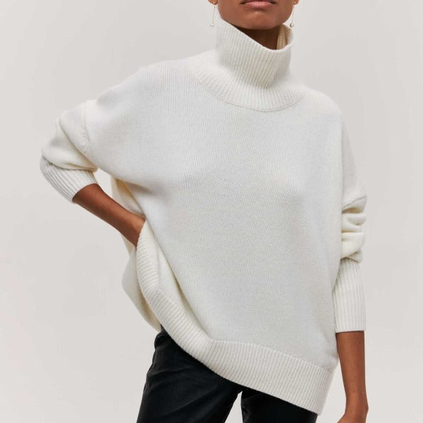 Julie | Pull col roulé oversize en coton