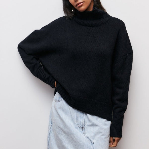 Julie | Pull col roulé oversize en coton