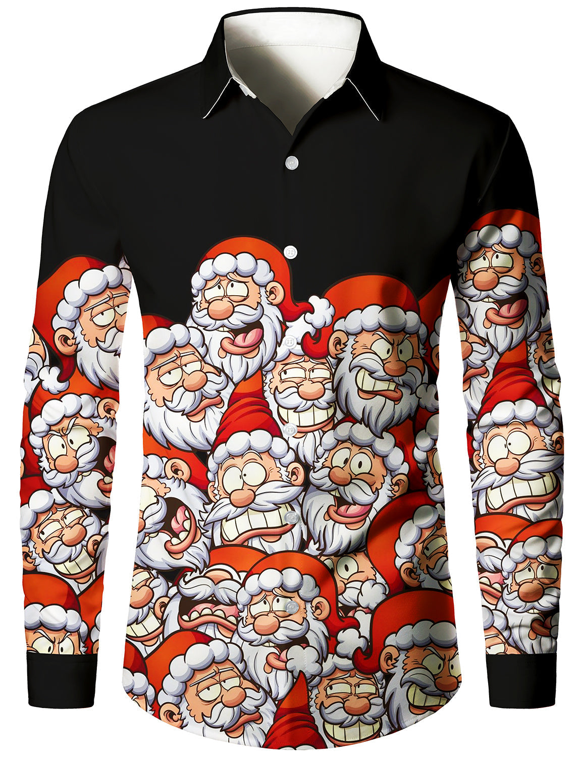 Chemise à manches longues boutonnée drôle de père Noël pour hommes