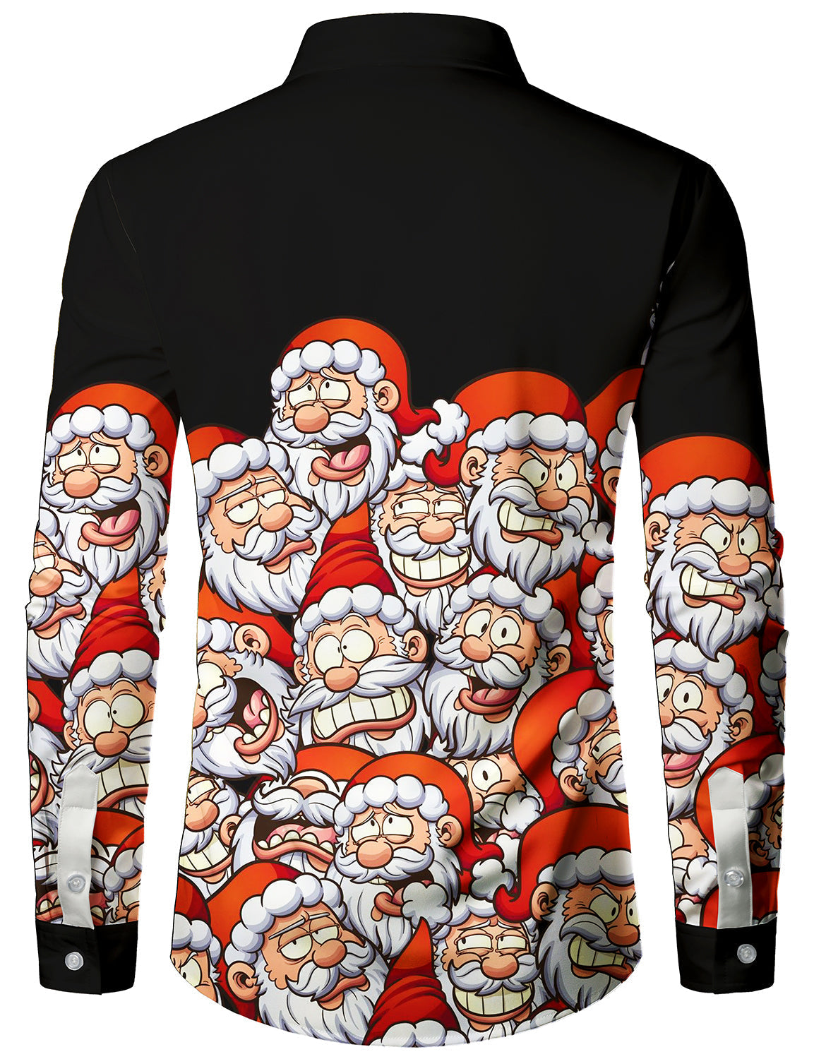 Chemise à manches longues boutonnée drôle de père Noël pour hommes