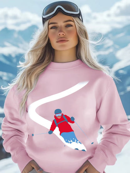 31. Sweat-shirt à col ras du cou ski pour femme