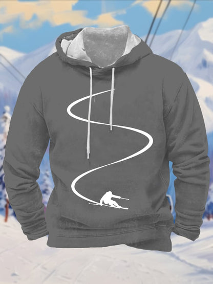 43. Sweat à capuche imprimé pour homme passionné de ski