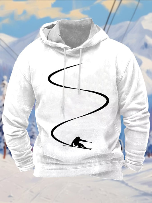 43. Sweat à capuche imprimé pour homme passionné de ski