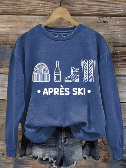 3. Après ski - Sweat col rond imprimé ski pour femme