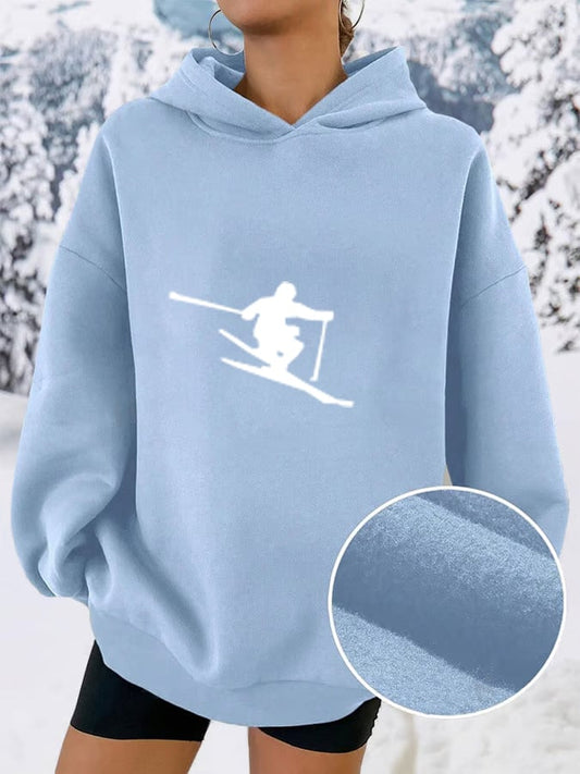 32. Alpin - Sweat à capuche imprimé pour femme avec motif après-ski