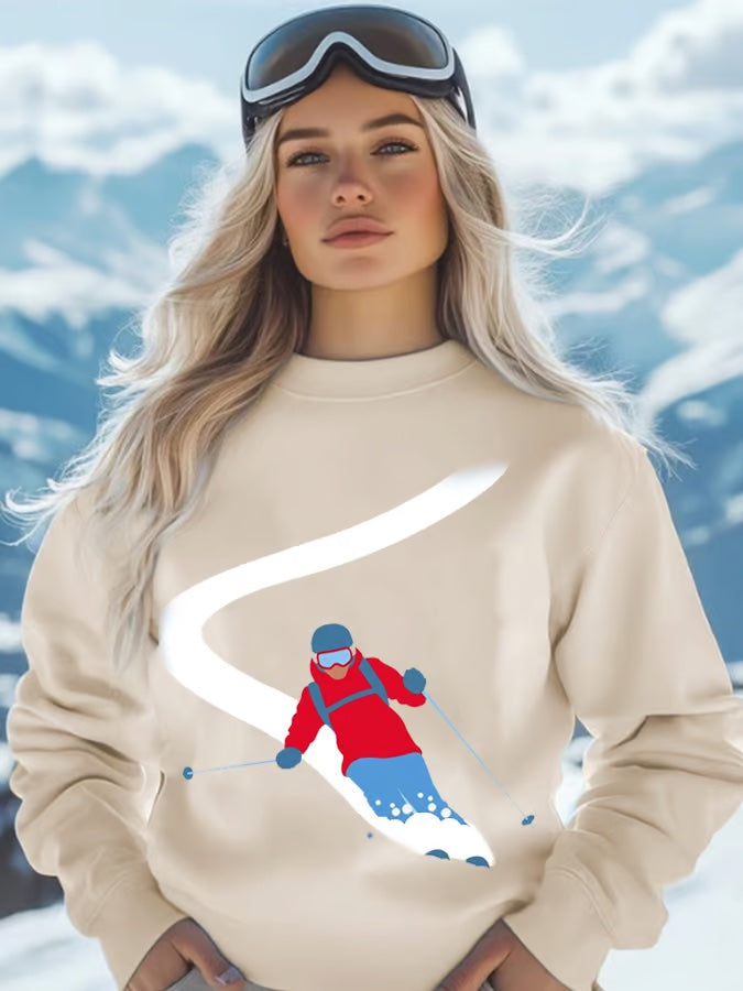 31. Sweat-shirt à col ras du cou ski pour femme