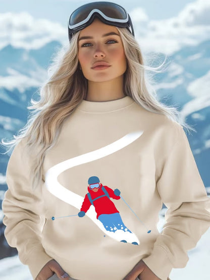 31. Sweat-shirt à col ras du cou ski pour femme