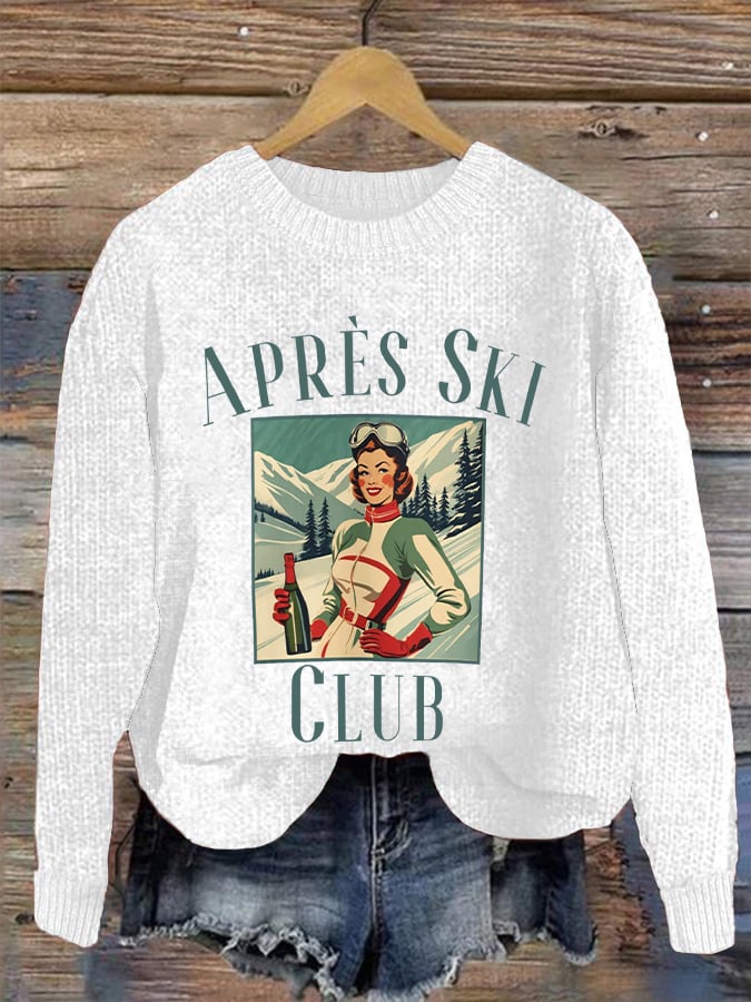 10. Courchevel - Pull décontracté vintage ski après ski club pour femme