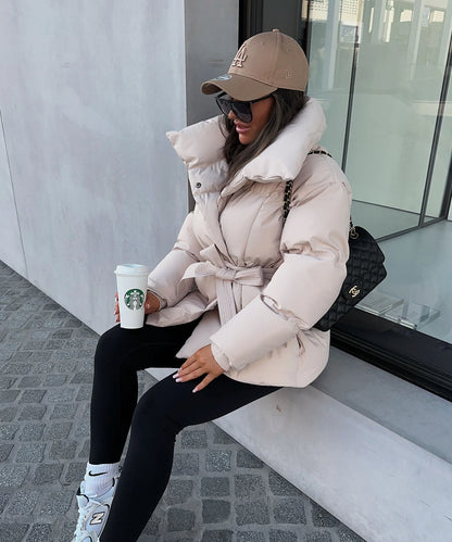 Tahlia ♡  Manteau d'hiver bouffant avec col beige