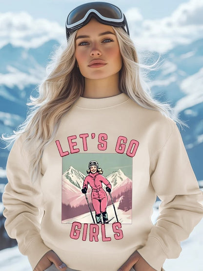 11. Let's Go Girls - Sweat-shirt décontracté Ski Lovers pour femmes
