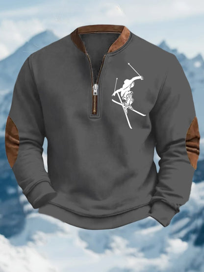 50. Sweat-shirt zippé à imprimé ski pour homme