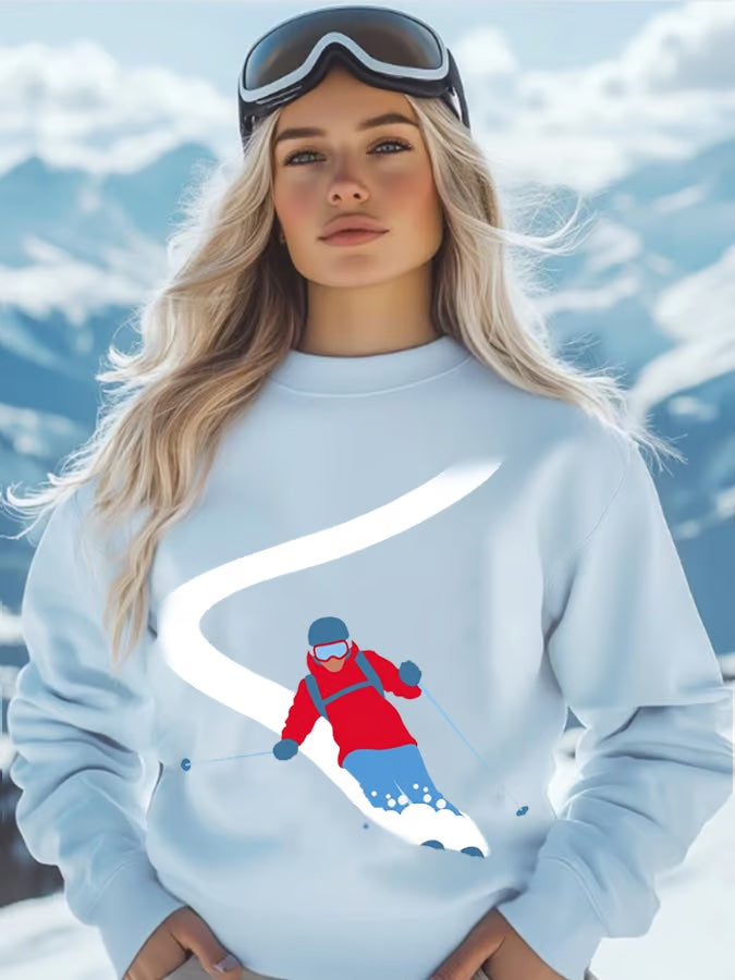 31. Sweat-shirt à col ras du cou ski pour femme