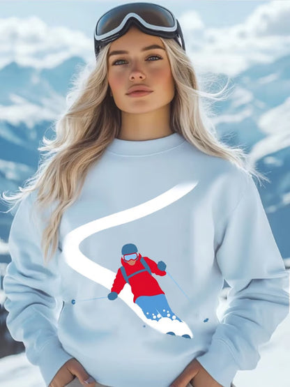 31. Sweat-shirt à col ras du cou ski pour femme