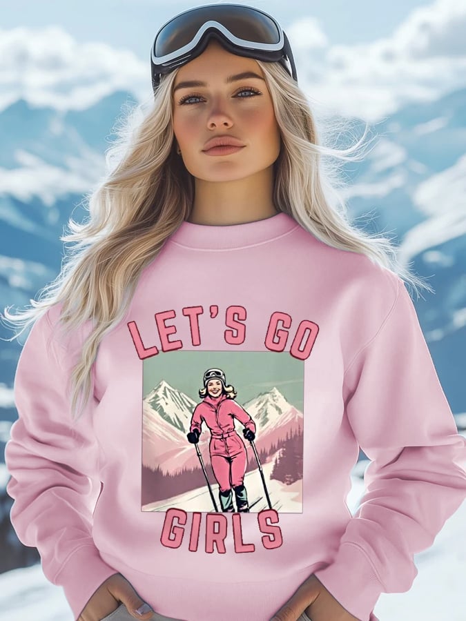 11. Let's Go Girls - Sweat-shirt décontracté Ski Lovers pour femmes
