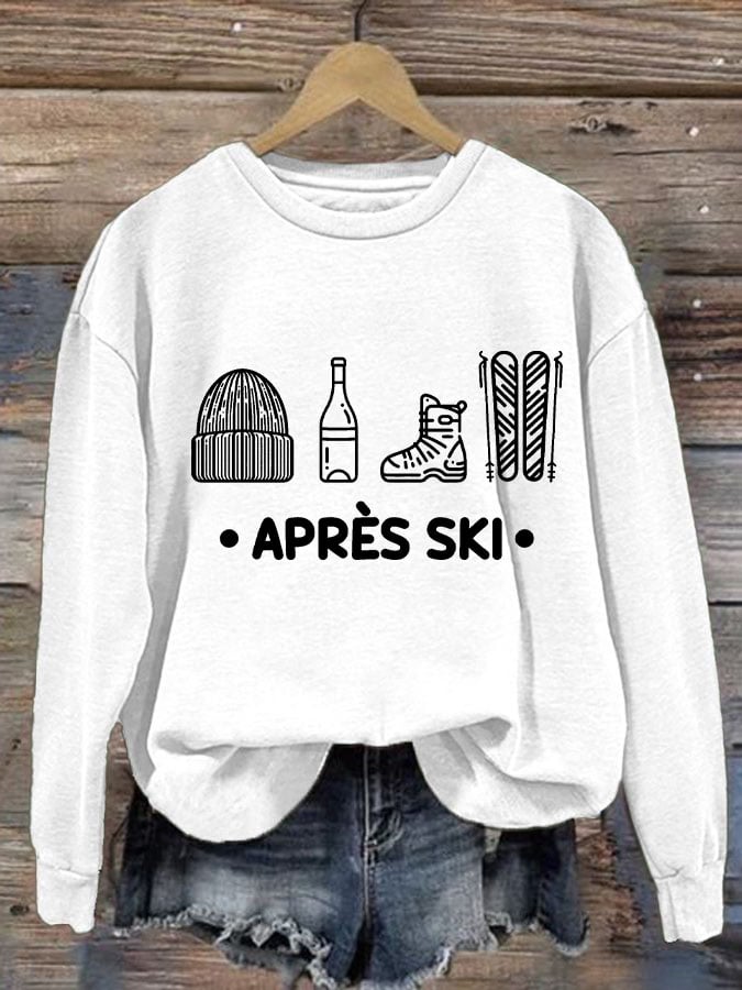 3. Après ski - Sweat col rond imprimé ski pour femme
