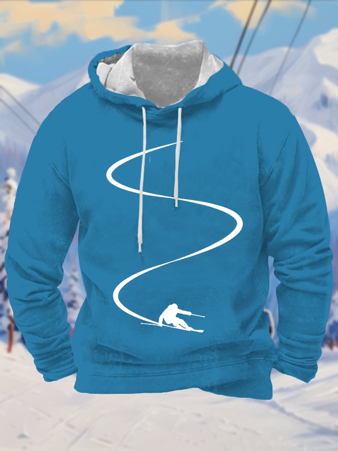 43. Sweat à capuche imprimé pour homme passionné de ski