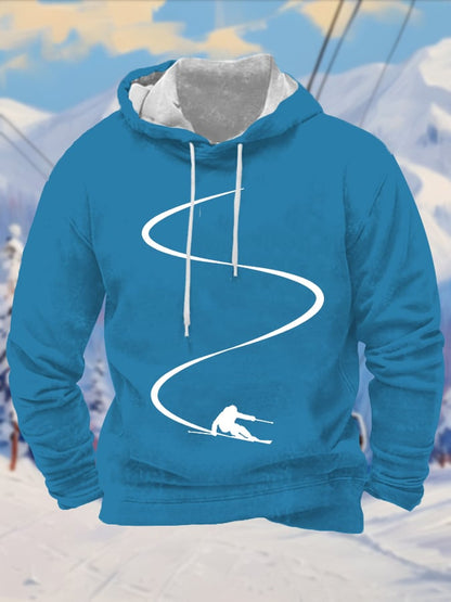 43. Sweat à capuche imprimé pour homme passionné de ski