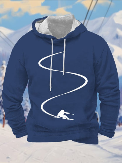43. Sweat à capuche imprimé pour homme passionné de ski