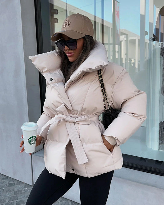 Tahlia ♡  Manteau d'hiver bouffant avec col beige