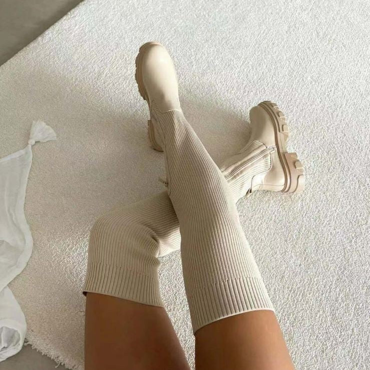 Anni  ♡ Bottes extensibles en tricot au dessus du genou