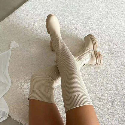 Anni  ♡ Bottes extensibles en tricot au dessus du genou
