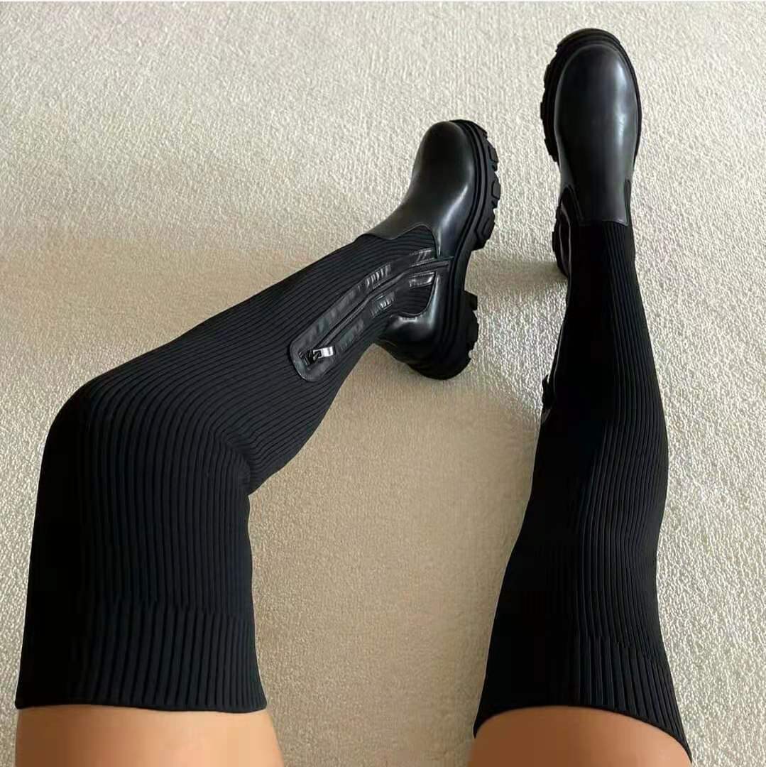 Anni  ♡ Bottes extensibles en tricot au dessus du genou