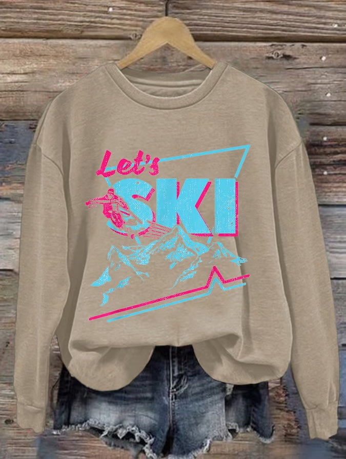 9. Lets ski - Sweat imprimé ski rétro pour femme