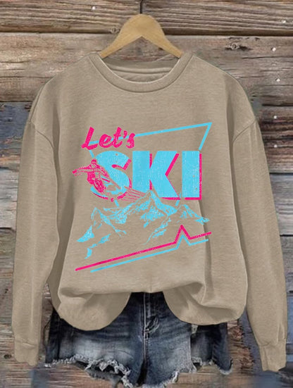 9. Lets ski - Sweat imprimé ski rétro pour femme