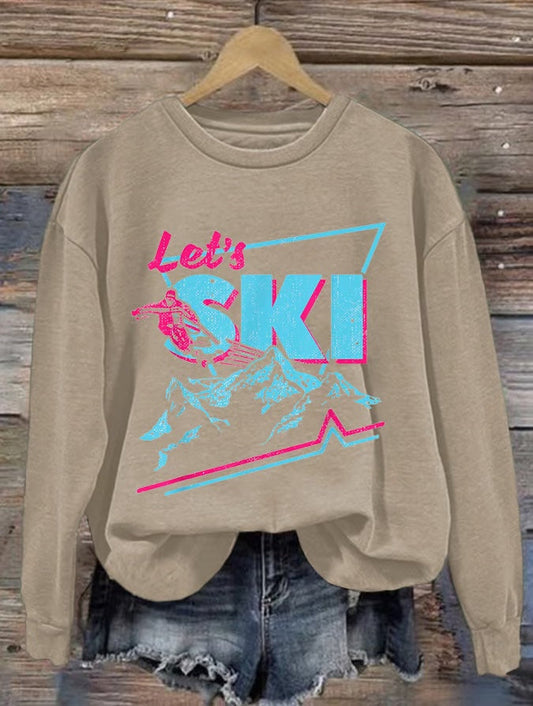 9. Lets ski - Sweat imprimé ski rétro pour femme