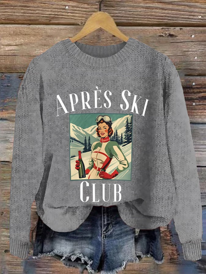 10. Courchevel - Pull décontracté vintage ski après ski club pour femme