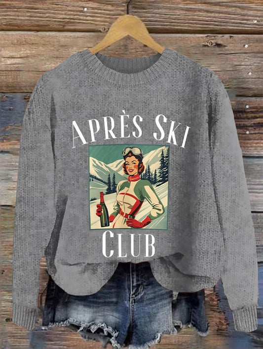 10. Courchevel - Pull décontracté vintage ski après ski club pour femme