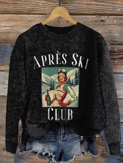 10. Courchevel - Pull décontracté vintage ski après ski club pour femme