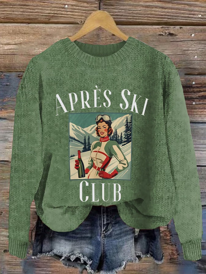 10. Courchevel - Pull décontracté vintage ski après ski club pour femme
