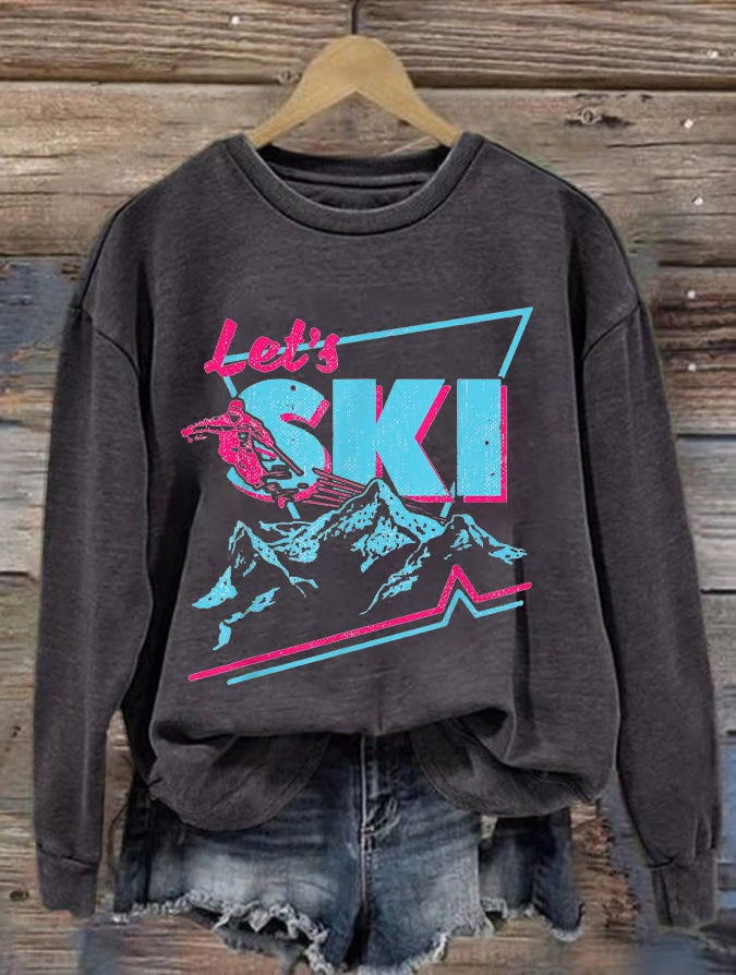9. Lets ski - Sweat imprimé ski rétro pour femme