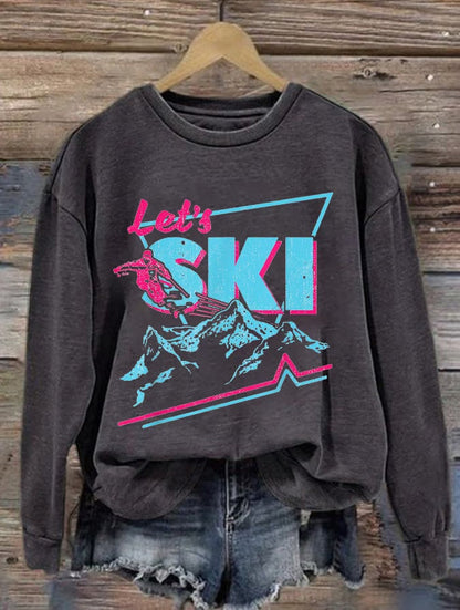 9. Lets ski - Sweat imprimé ski rétro pour femme