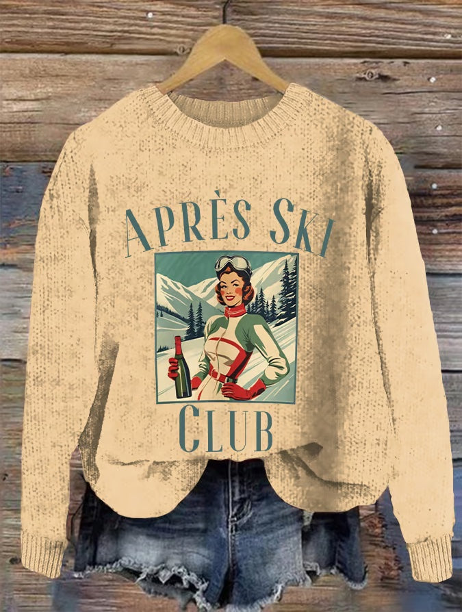 10. Courchevel - Pull décontracté vintage ski après ski club pour femme