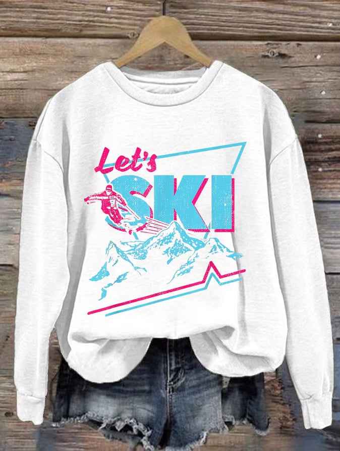 9. Lets ski - Sweat imprimé ski rétro pour femme