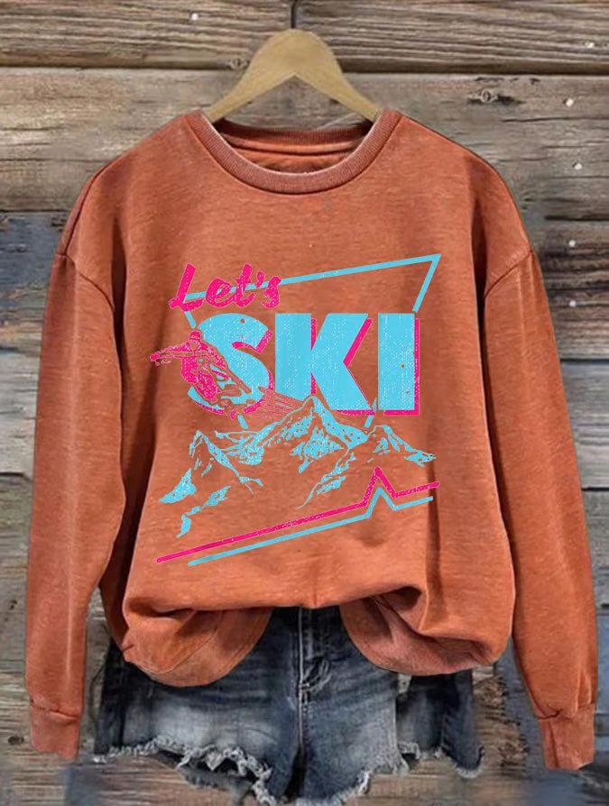 9. Lets ski - Sweat imprimé ski rétro pour femme