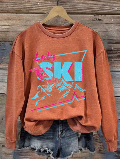9. Lets ski - Sweat imprimé ski rétro pour femme