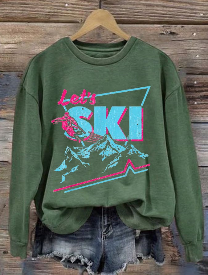 9. Lets ski - Sweat imprimé ski rétro pour femme