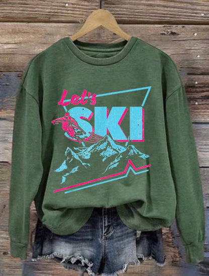 9. Lets ski - Sweat imprimé ski rétro pour femme