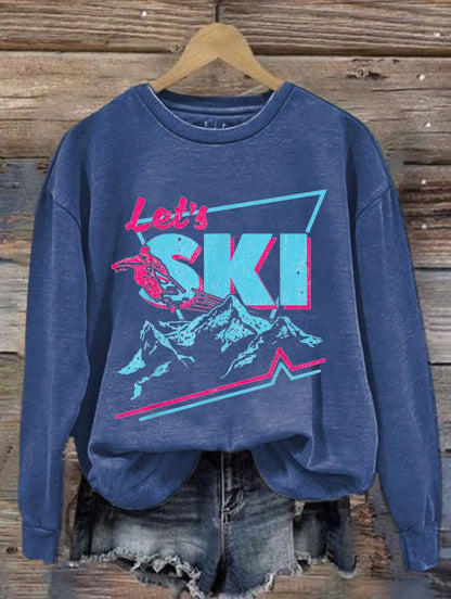 9. Lets ski - Sweat imprimé ski rétro pour femme